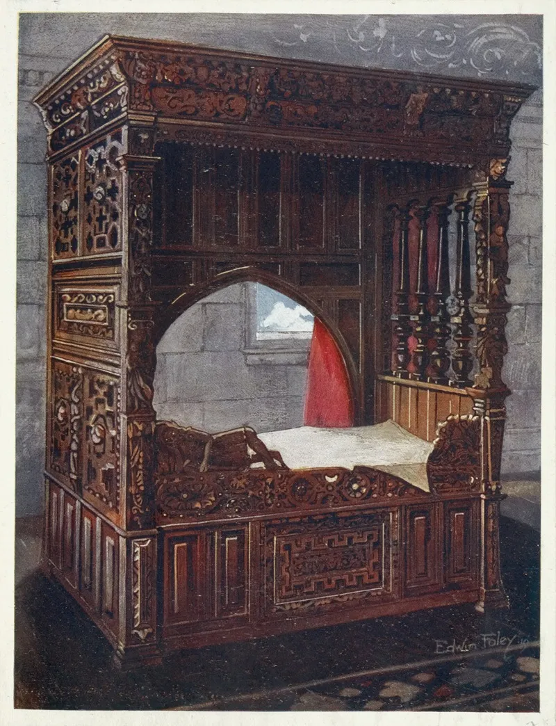 Carved Oak Bedstead Of Jeanne Dalbret Dated 1562 Wall Art by Edwin Foley - High-Resolution Digital Print