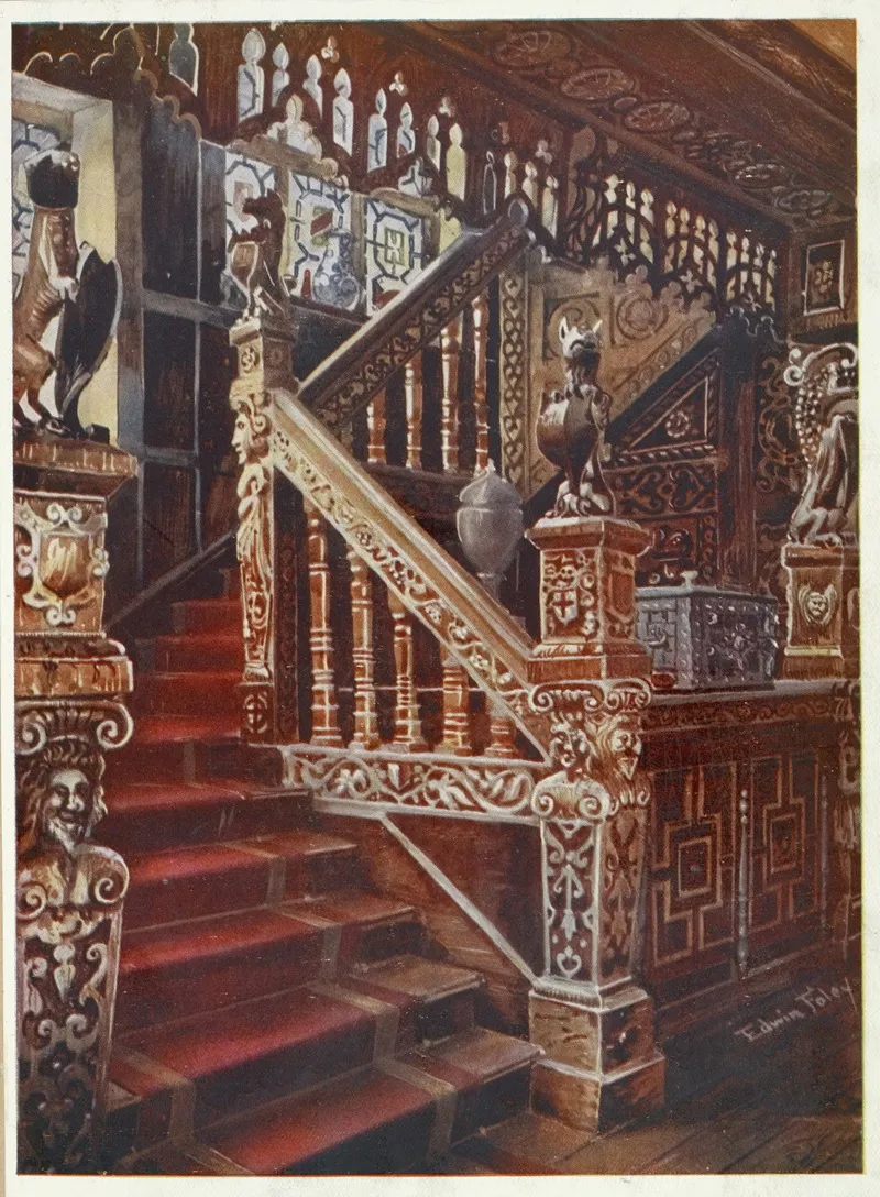 Carved Oaken Stairway Godinton Wall Art by Edwin Foley - High-Resolution Digital Print