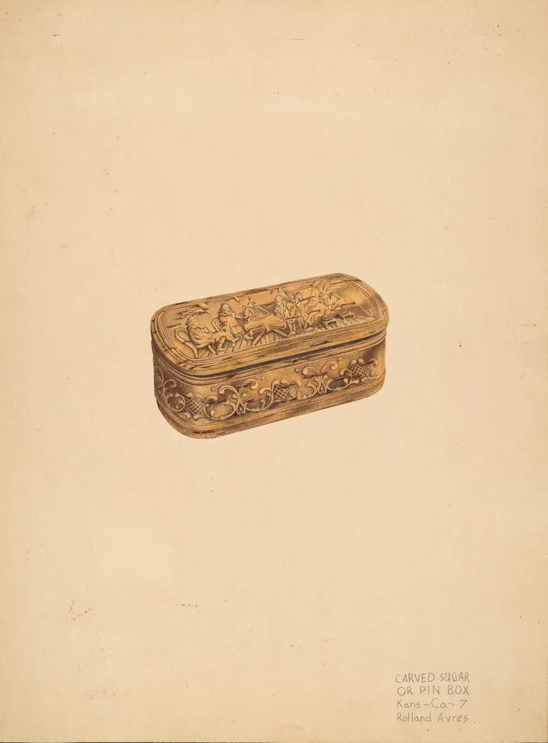 Carved Storage Or Pin Box Wall Art by Rolland Ayres - High-Resolution Digital Print