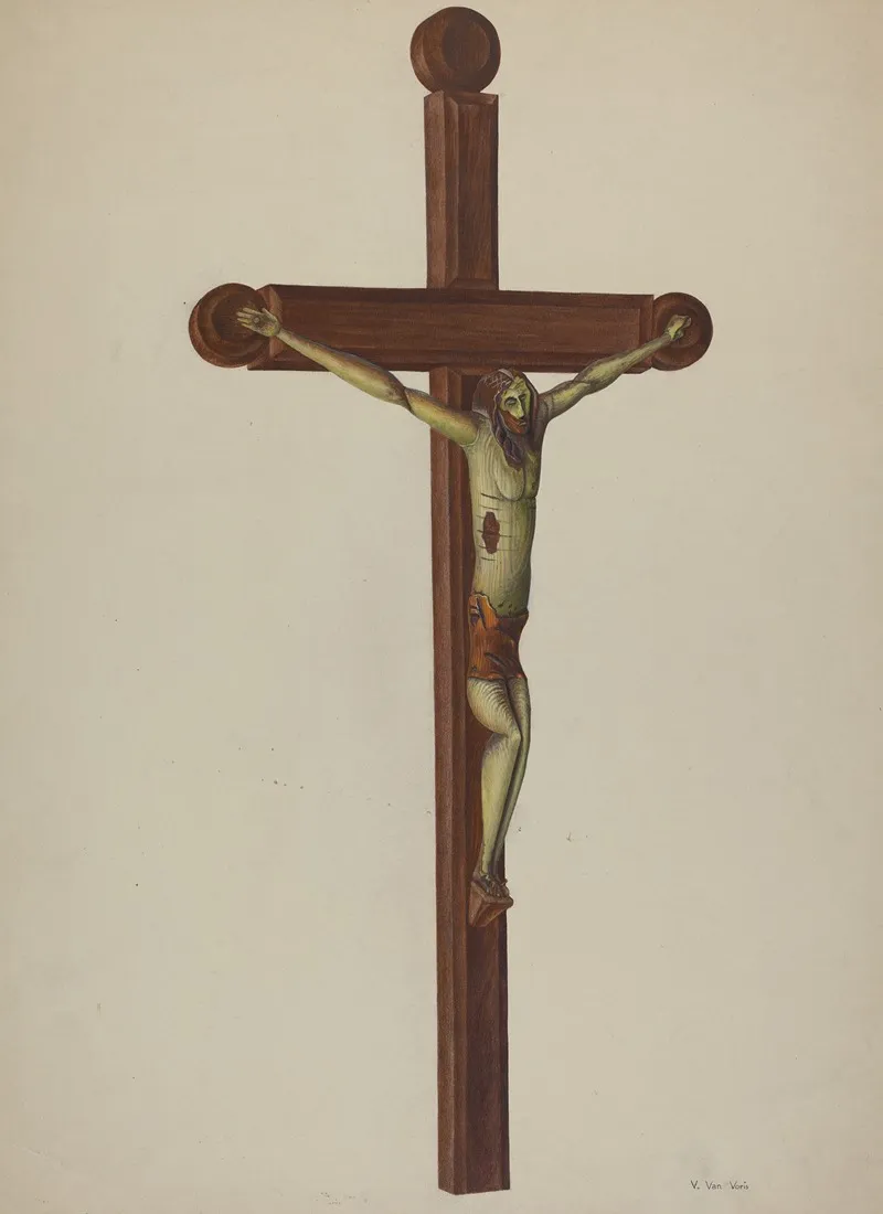 Carved Wooden Crucifix