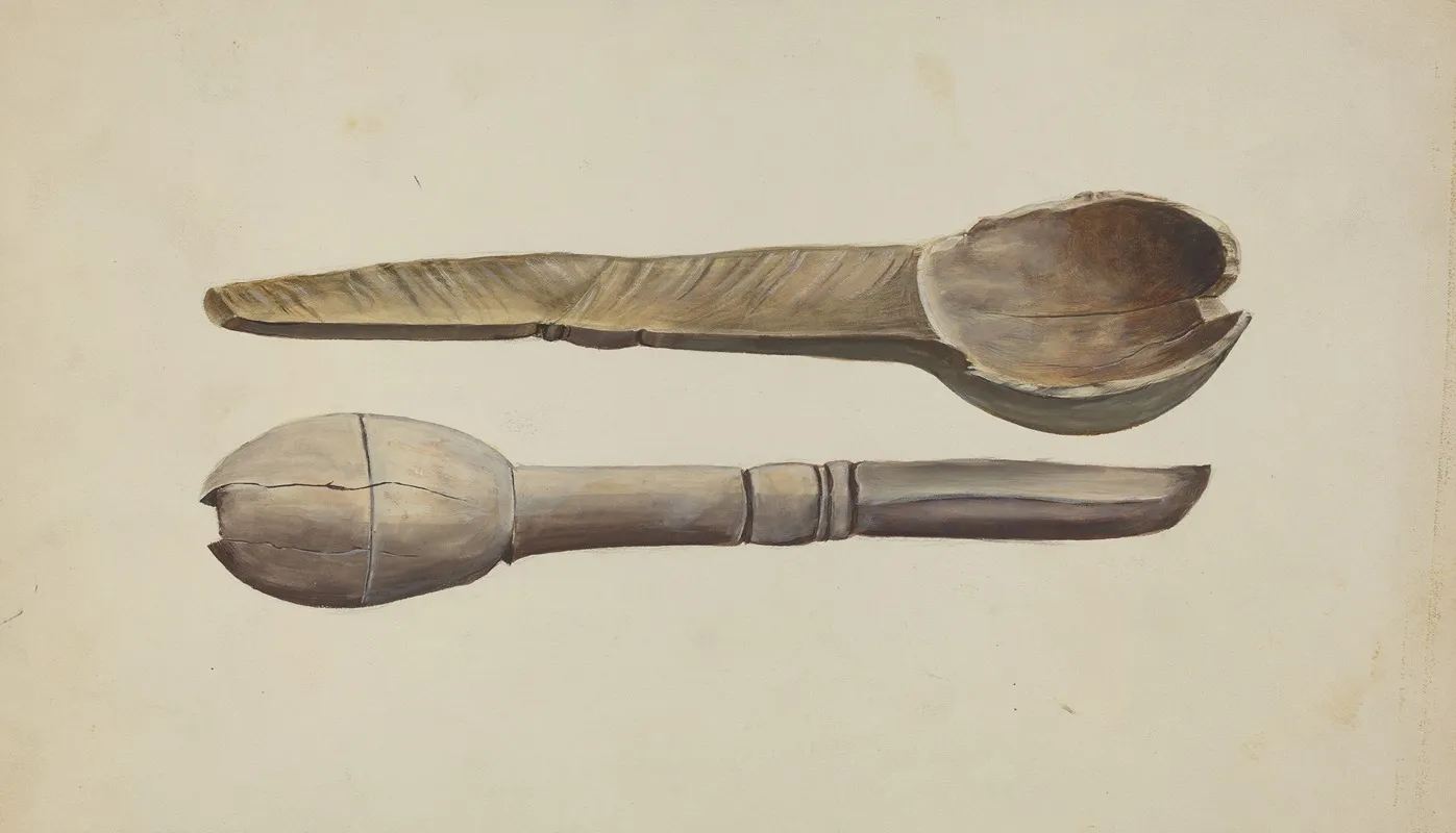 Carved Wooden Spoon Wall Art by Conrado Barrio - High-Resolution Digital Print