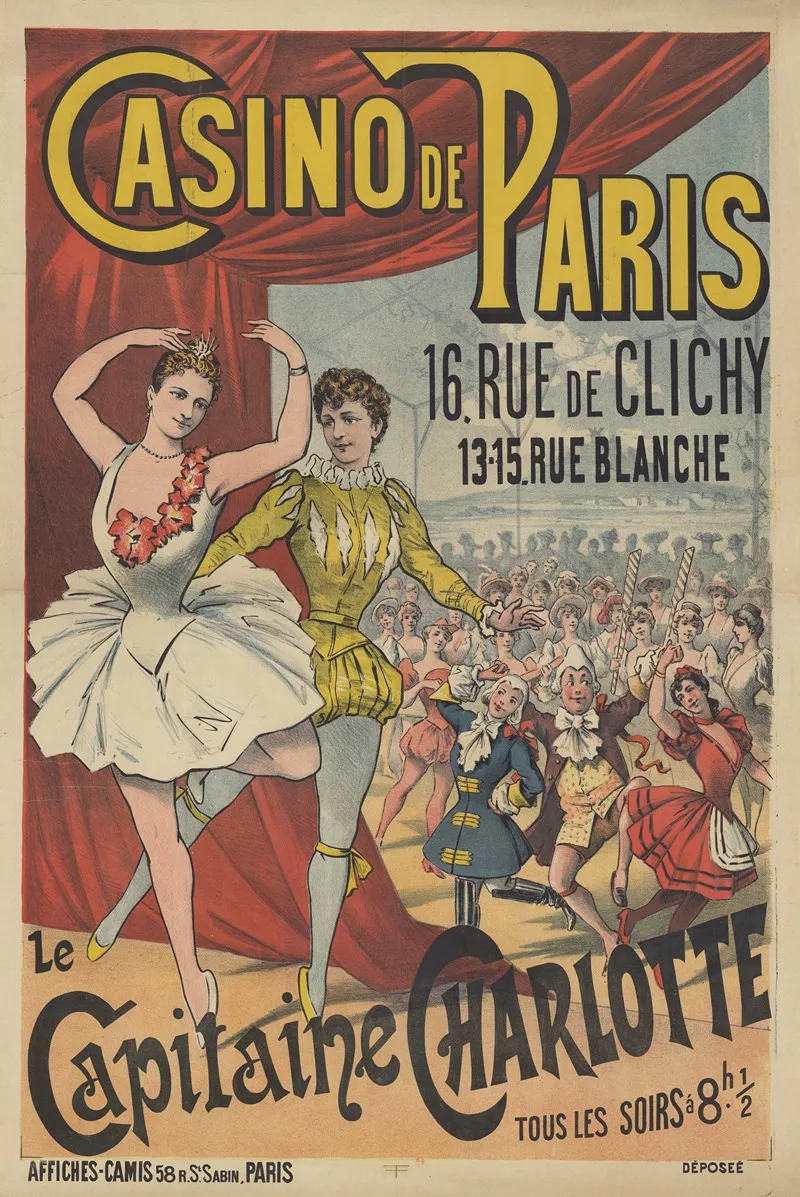 Casino De Paris 16 Rue De Clichy 13 15 Rue Blanche Le Capitaine Charlotte Wall Art by Imp. Camis - High-Resolution Digital Print