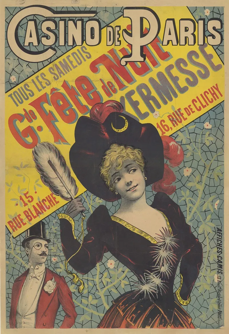 Casino De Paris Tous Les Samedis Grande Fete De Nuit Kermesse 15 Rue Blanche 16 Rue De Clichy Wall Art by Imp. Camis - High-Resolution Digital Print