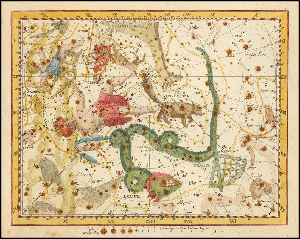 Cassiopea Cepheus Der Kleine Bar Drache Wall Art by Johann Elert Bode - High-Resolution Digital Print