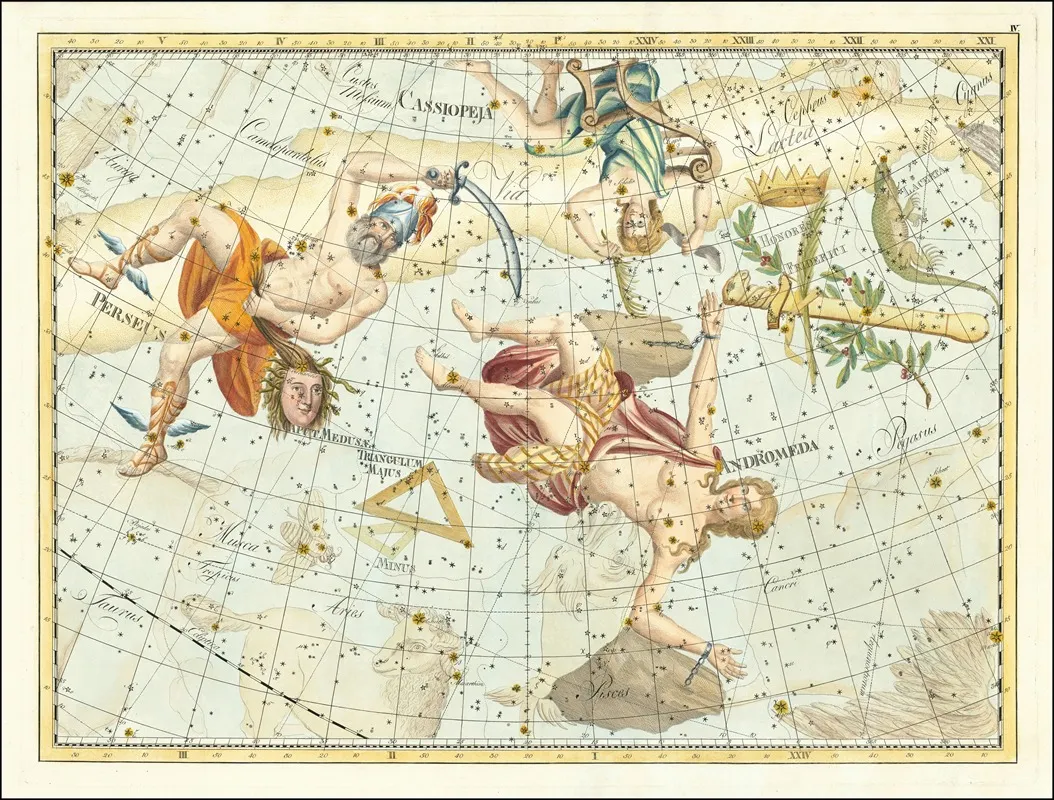 Cassiopeia Perseus Andromeda Coelum Stellatum Wall Art by Johann Elert Bode - High-Resolution Digital Print