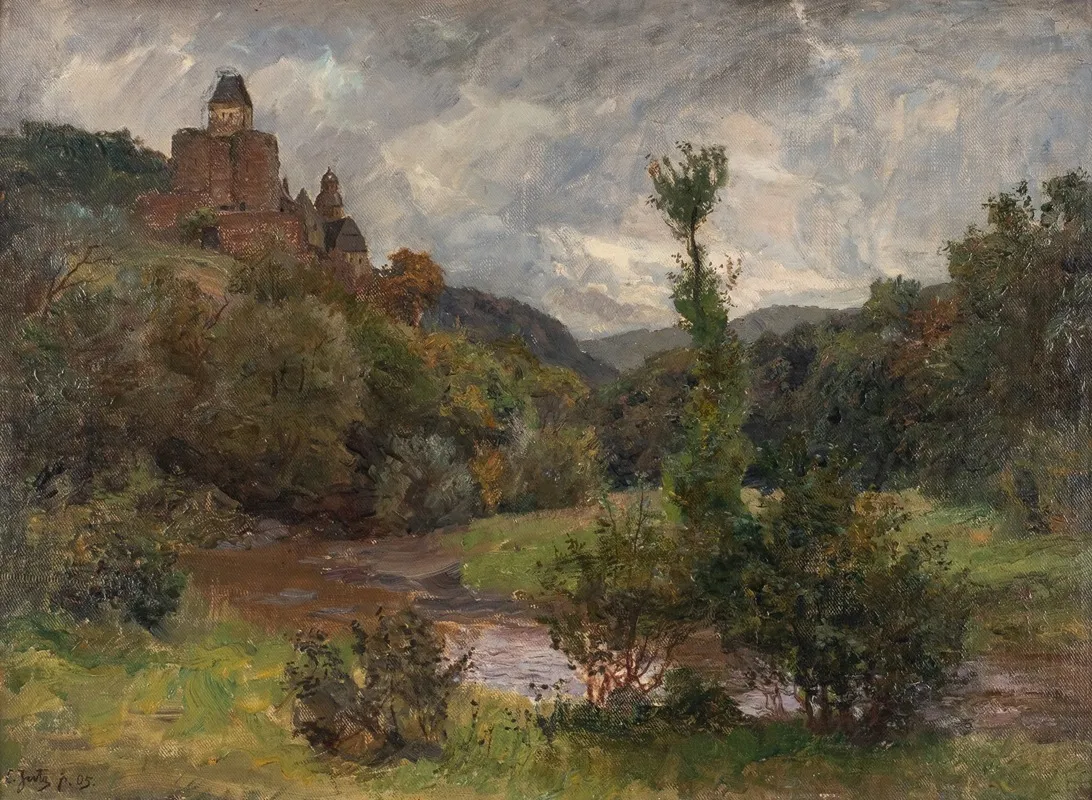 Castle Burresheim At Eifel Wall Art by Carl Jutz The Younger - High-Resolution Digital Print