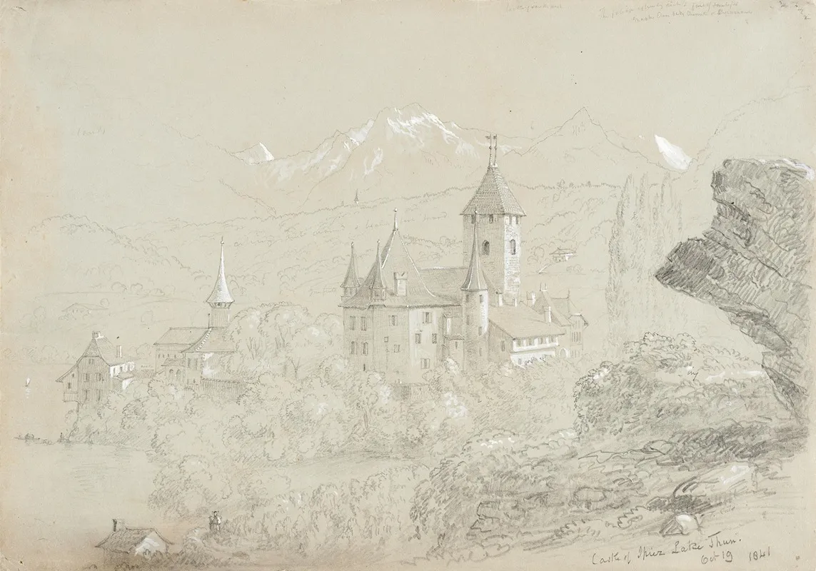 Castle Of Spiez Lake Thun Wall Art by Thomas Cole - High-Resolution Digital Print
