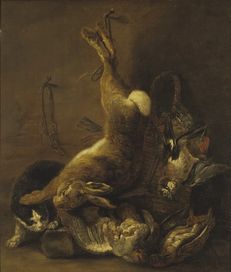 Cat And Still Life With Game Wall Art by Jan Fyt - High-Resolution Digital Print