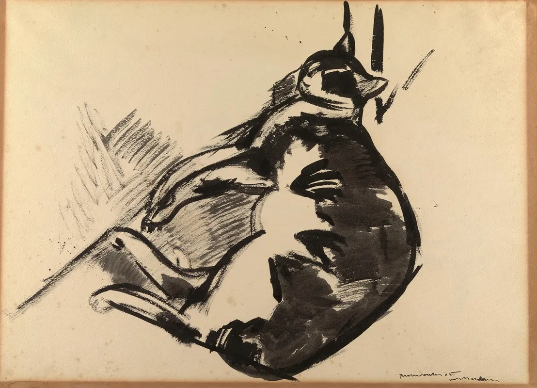 Cat Lying Wall Art by Rik Wouters - High-Resolution Digital Print