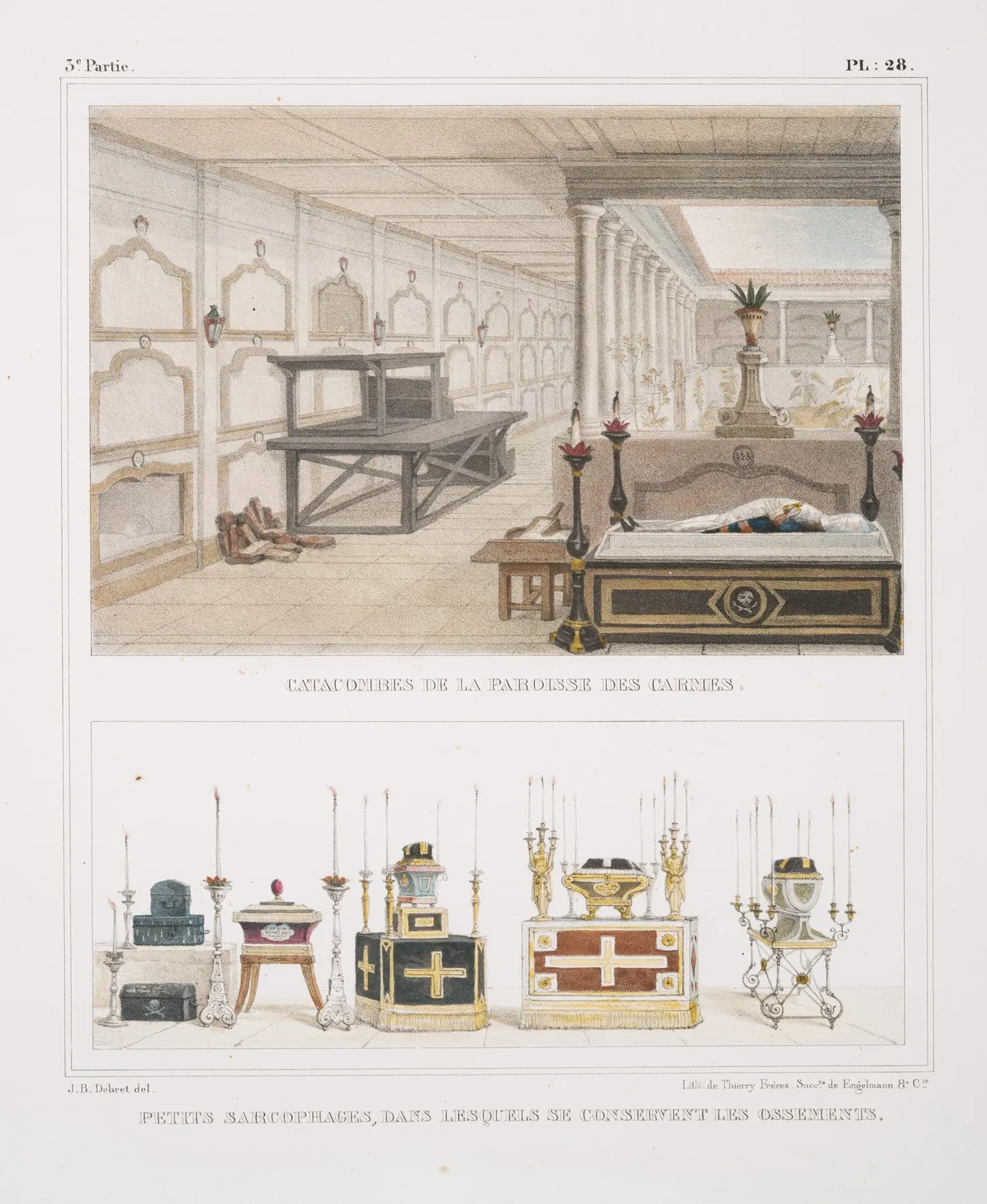 Catacombes De La Paroisse Des Carmes Petits Sarcophages Dans Lesquels Se Conservent Des Ossements