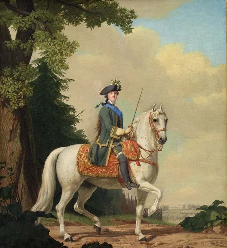 Catharina Ii Of Russia In Life Guard Uniform On The Horse Brillante Wall Art by Vigilius Eriksen - High-Resolution Digital Print