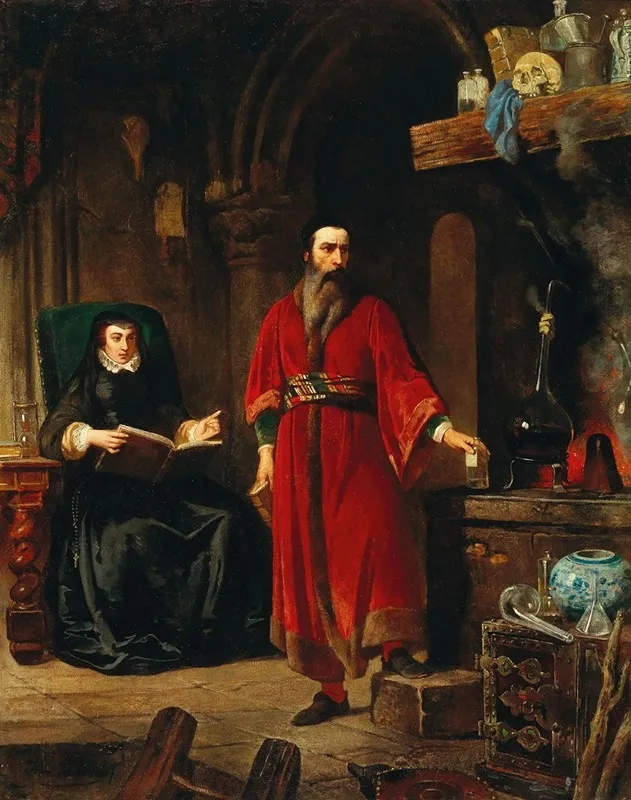 Catharine De Medici And The Alchemist Cosimo Ruggieri Wall Art by Jean Lulvès - High-Resolution Digital Print