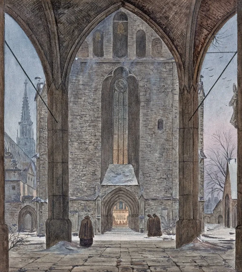 Cathedral In Winter Wall Art by Ernst Ferdinand Oehme - High-Resolution Digital Print