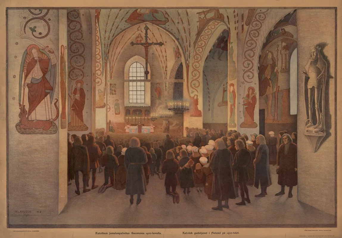 Catholic Worship In Finland In The 15th Century Wall Art by Werner von Hausen - High-Resolution Digital Print