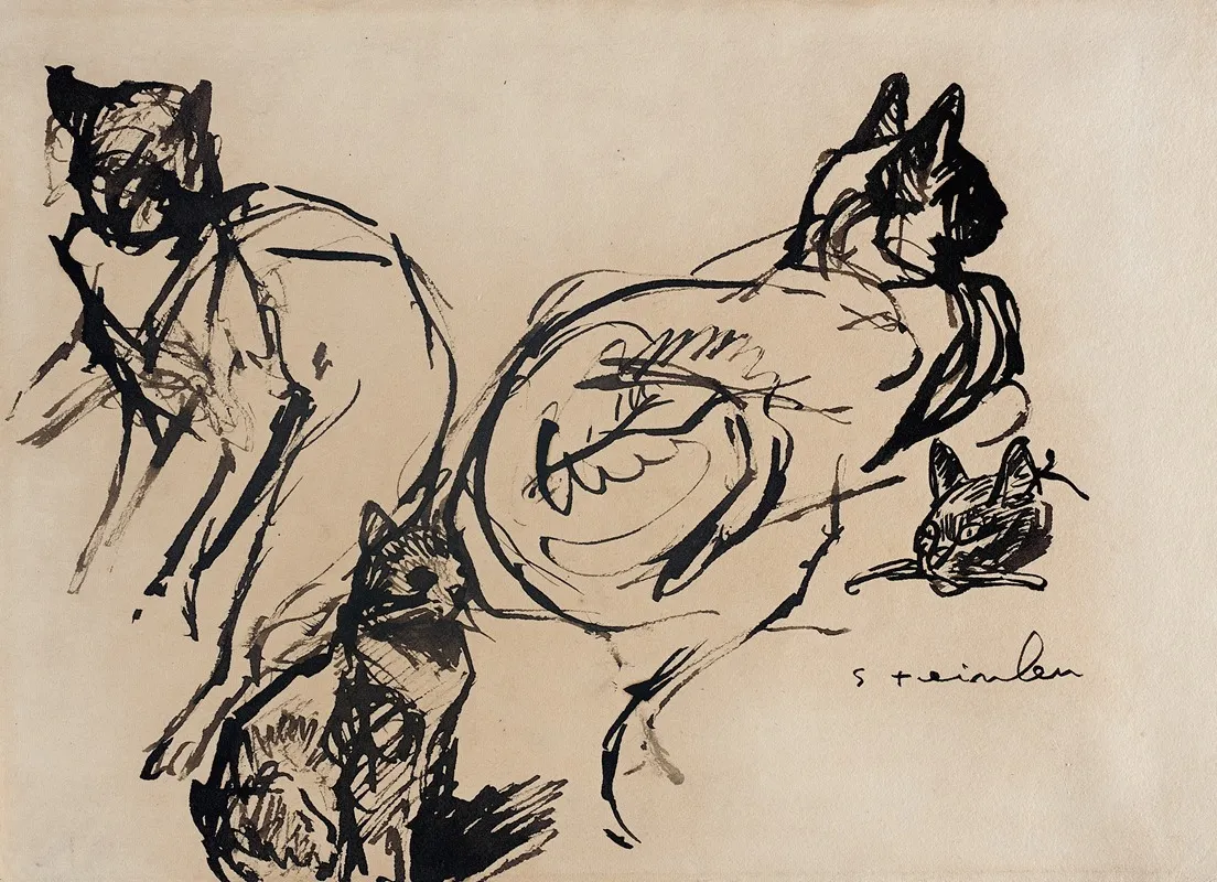 Cats 2 Wall Art by Théophile Alexandre Steinlen - Canvas Print
