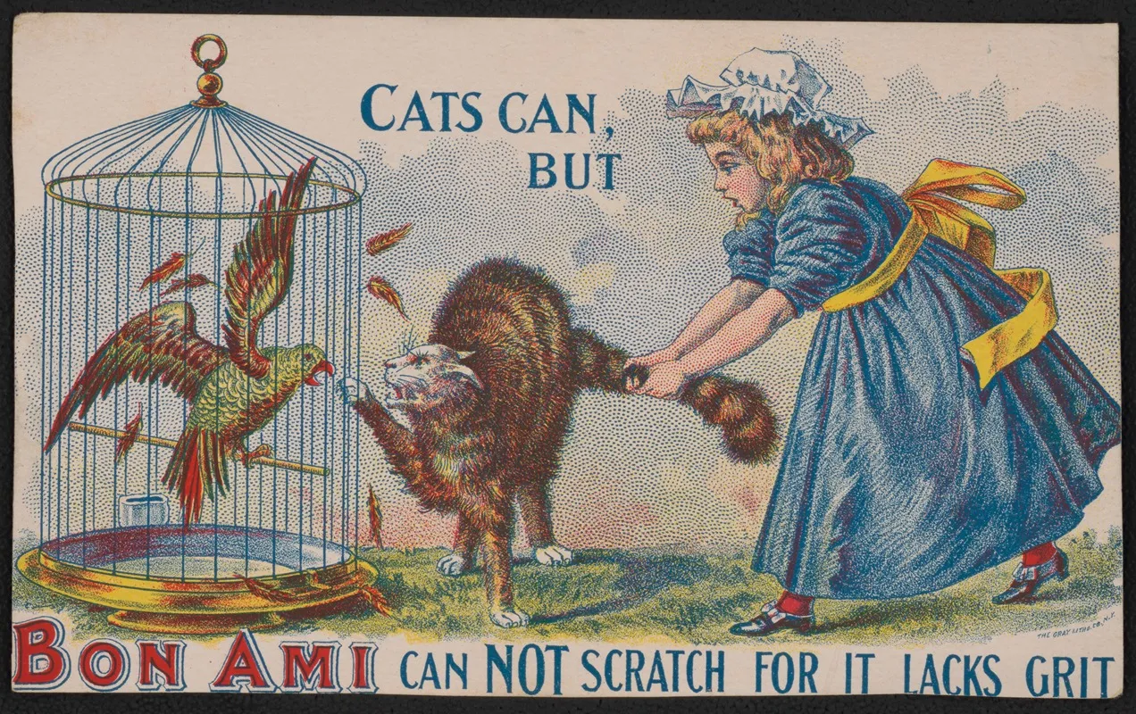 Cats Can But Bon Ami Can Not Scratch For It Lacks Grit Wall Art by Gray Litho. Co - High-Resolution Digital Print