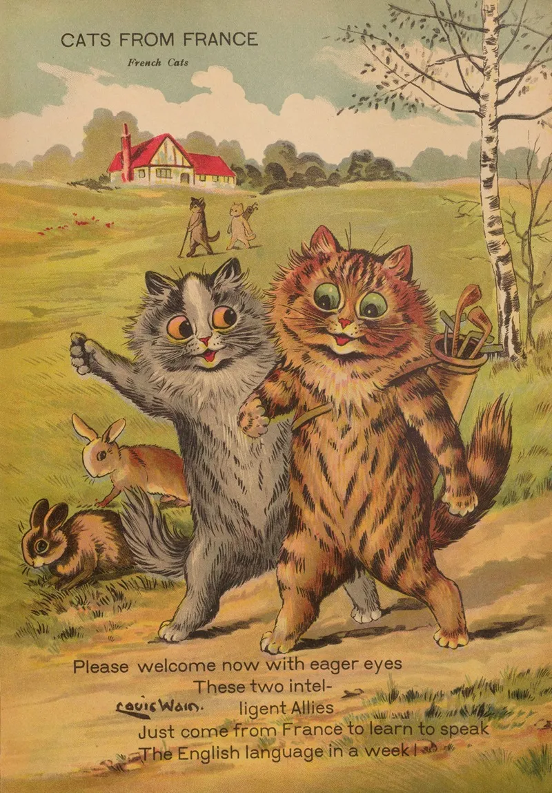 Cats From France Wall Art by Louis Wain - High-Resolution Digital Print