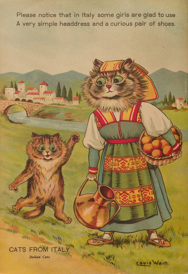 Cats From Italy Wall Art by Louis Wain - High-Resolution Digital Print