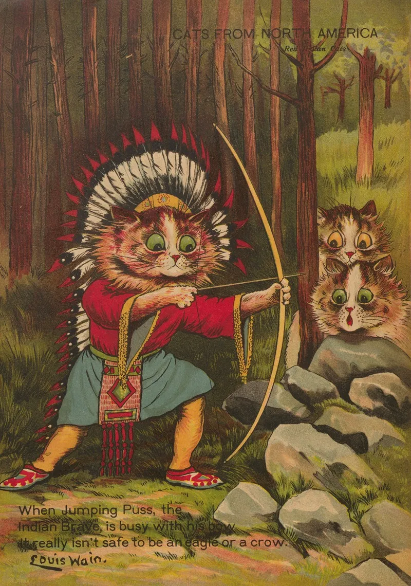 Cats From North America Wall Art by Louis Wain - High-Resolution Digital Print