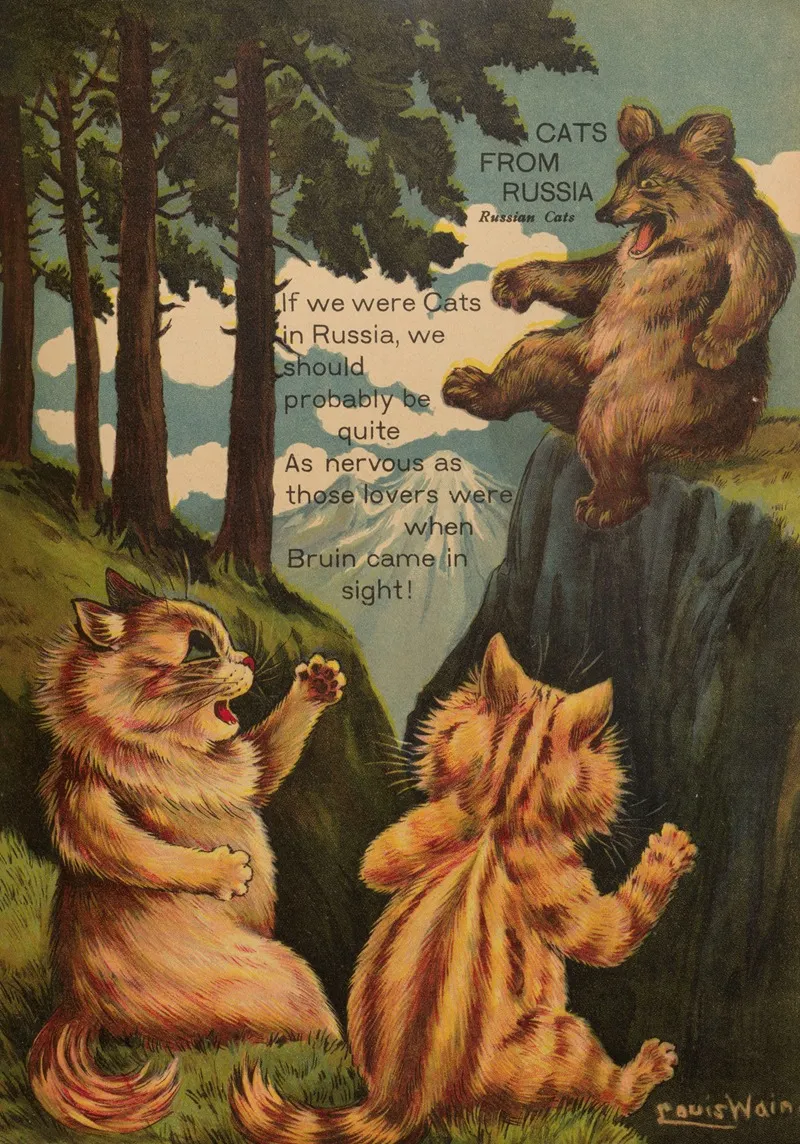 Cats From Russia Wall Art by Louis Wain - High-Resolution Digital Print