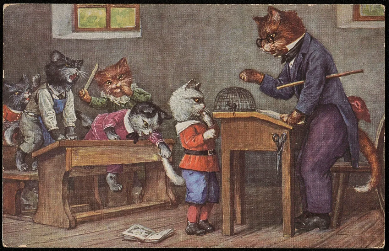 Cats In The Schoolroom Wall Art by T.S.N - High-Resolution Digital Print