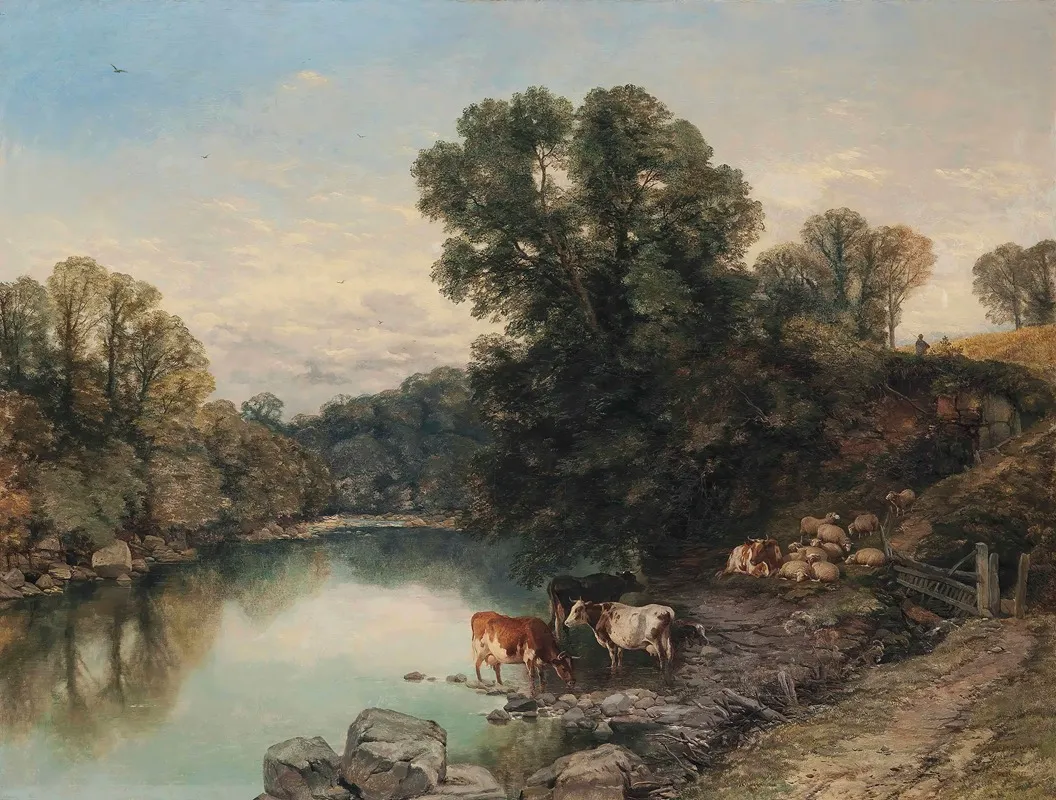 Cattle And Sheep At The Rivers Edge