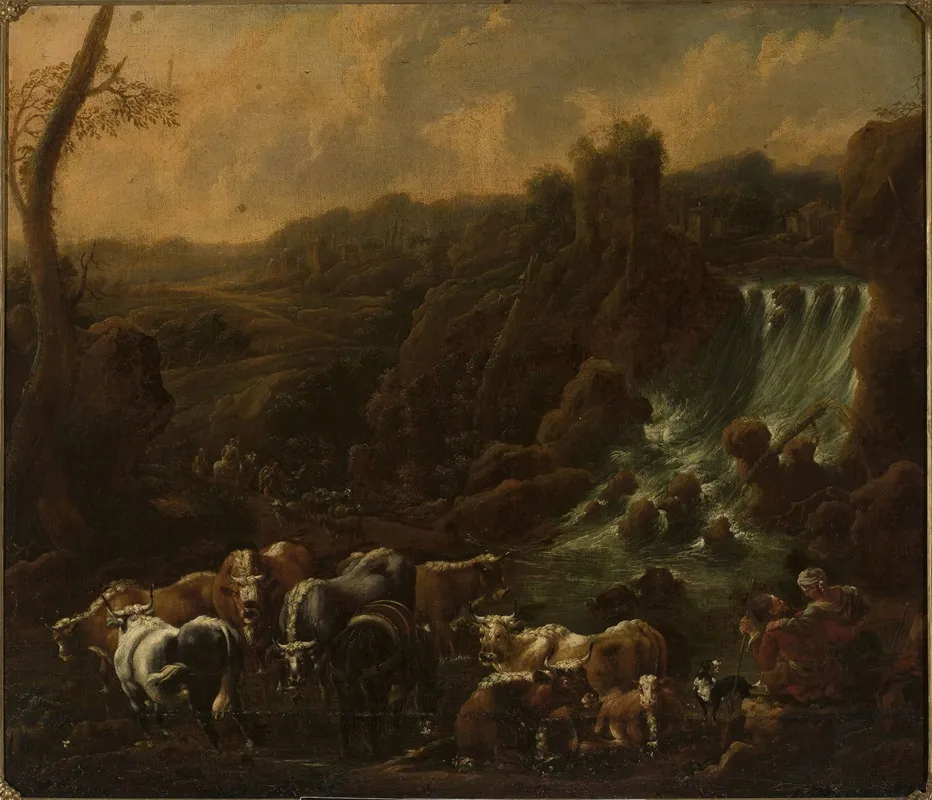Cattle At The Waterfall