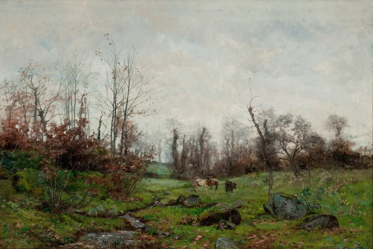 Cattle By A Stream Pont Aven Brittany