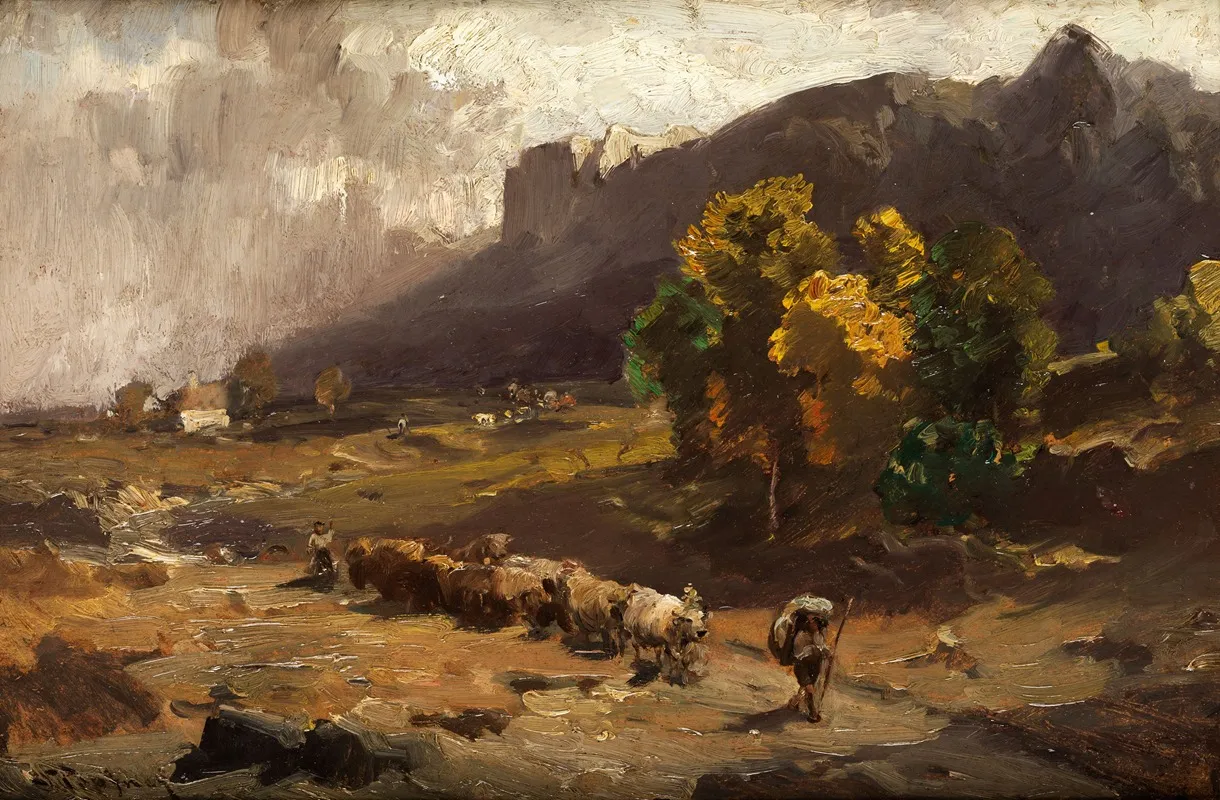 Cattle Drive At Bolzano Wall Art by Josef Wopfner - High-Resolution Digital Print