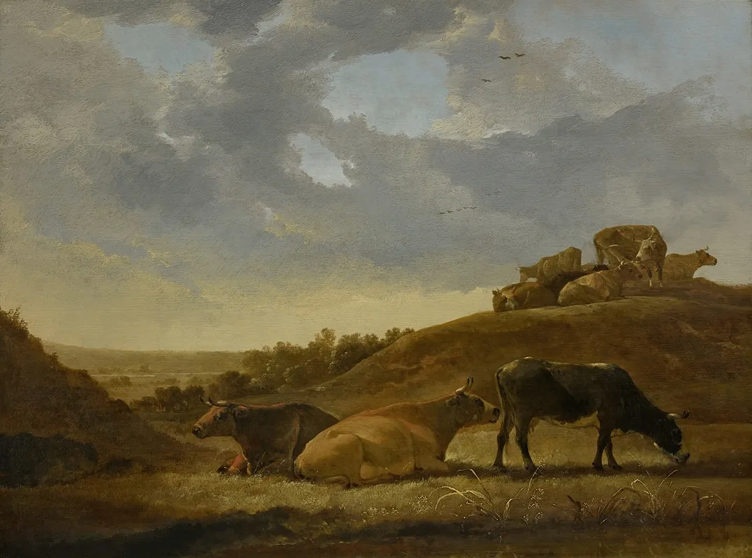 Cattle In A Dutch Arcadian Landscape Wall Art by Aelbert Cuyp - High-Resolution Digital Print