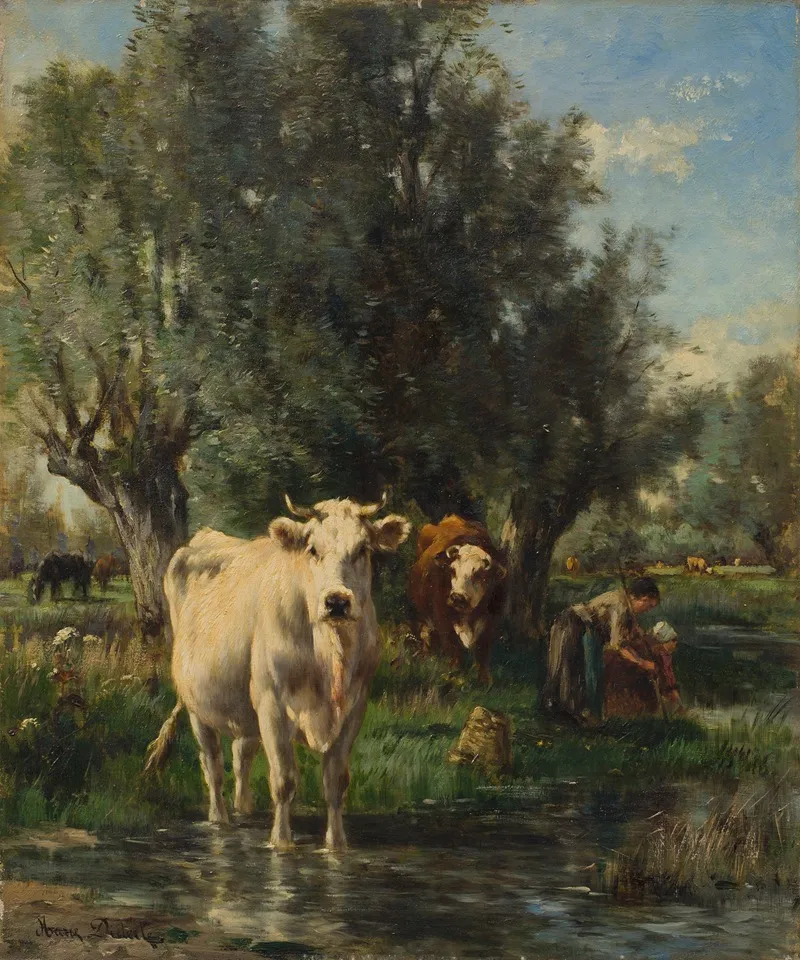 Cattle In A Landscape 2 Wall Art by Marie Dieterlé - High-Resolution Digital Print