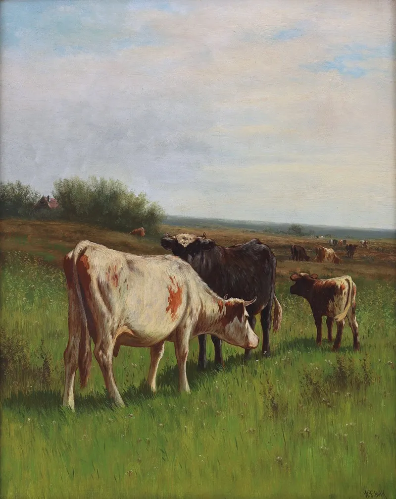 Cattle In A Meadow 2 Wall Art by William Frederick Hulk - High-Resolution Digital Print