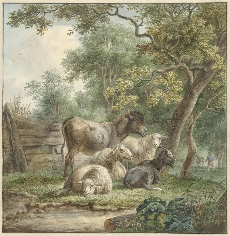 Cattle In An Orchard Wall Art by Pieter Gerardus van Os - High-Resolution Digital Print