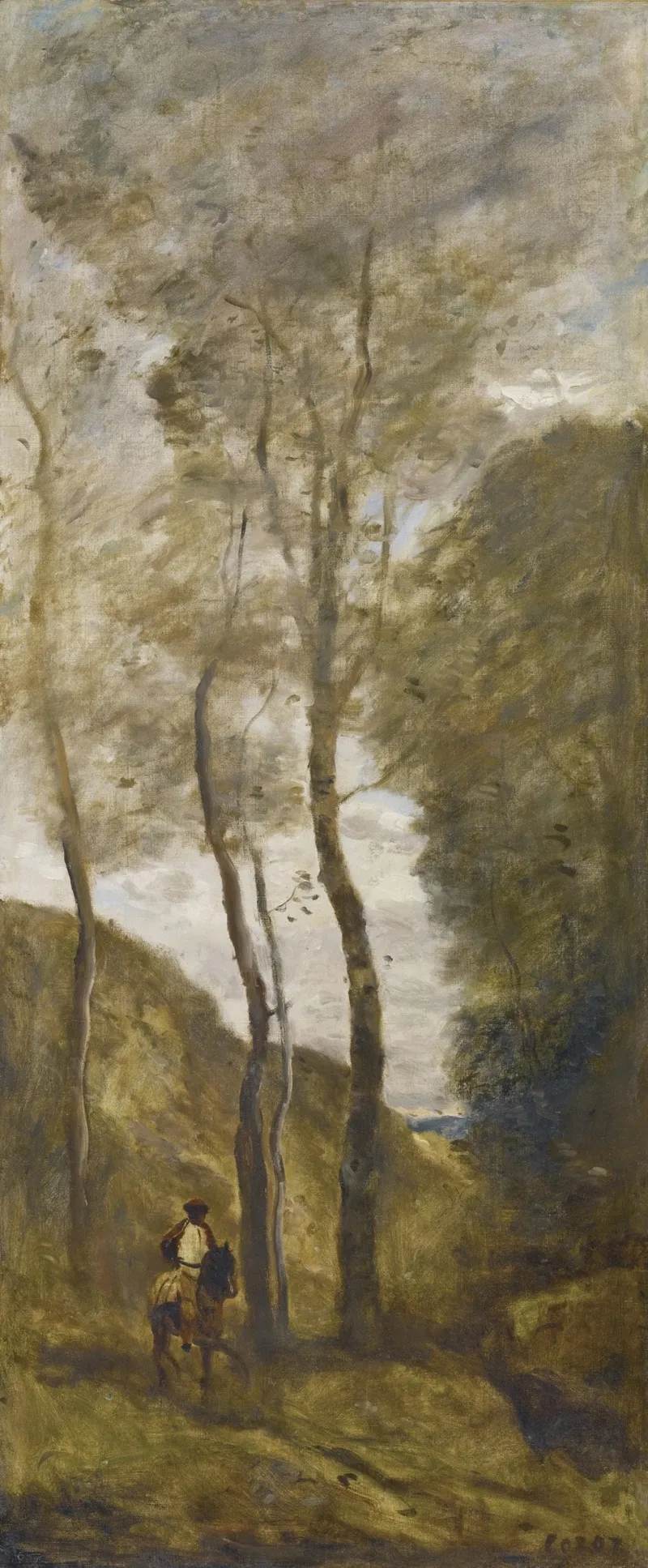 Cavalier Dans Une Gorge Wall Art by Jean-Baptiste-Camille Corot - High-Resolution Digital Print