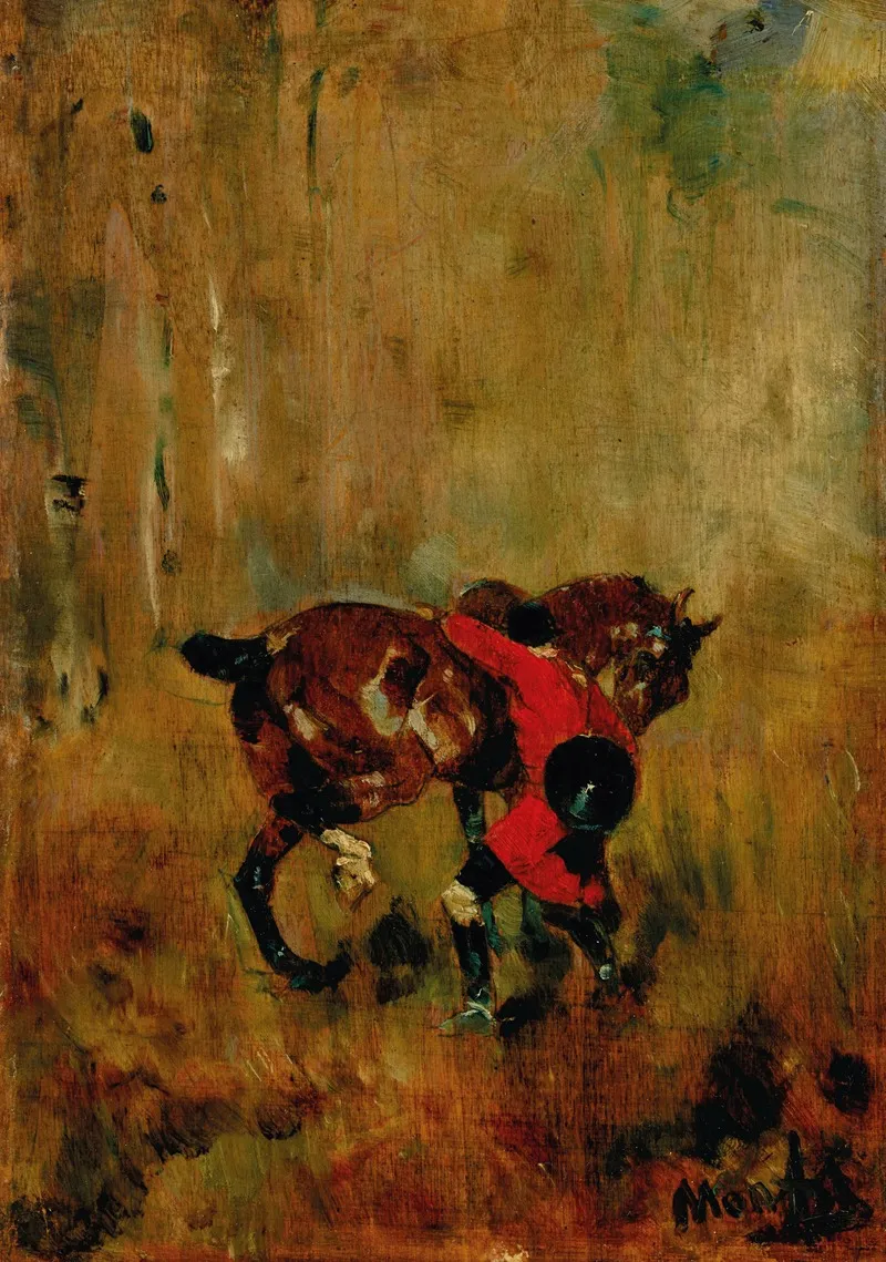 Cavalier De Chasse A Courre Ressanglant Son Cheval Wall Art by Henri de Toulouse-Lautrec - High-Resolution Digital Print