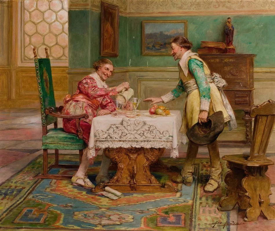 Cavaliers In An Interior Wall Art by Alex De Andreis - High-Resolution Digital Print