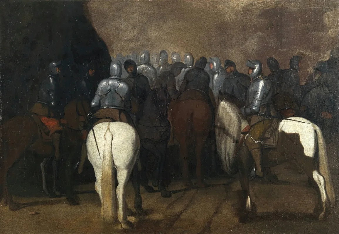 Cavalry In A Nocturnal Landscape Wall Art by Aniello Falcone - High-Resolution Digital Print