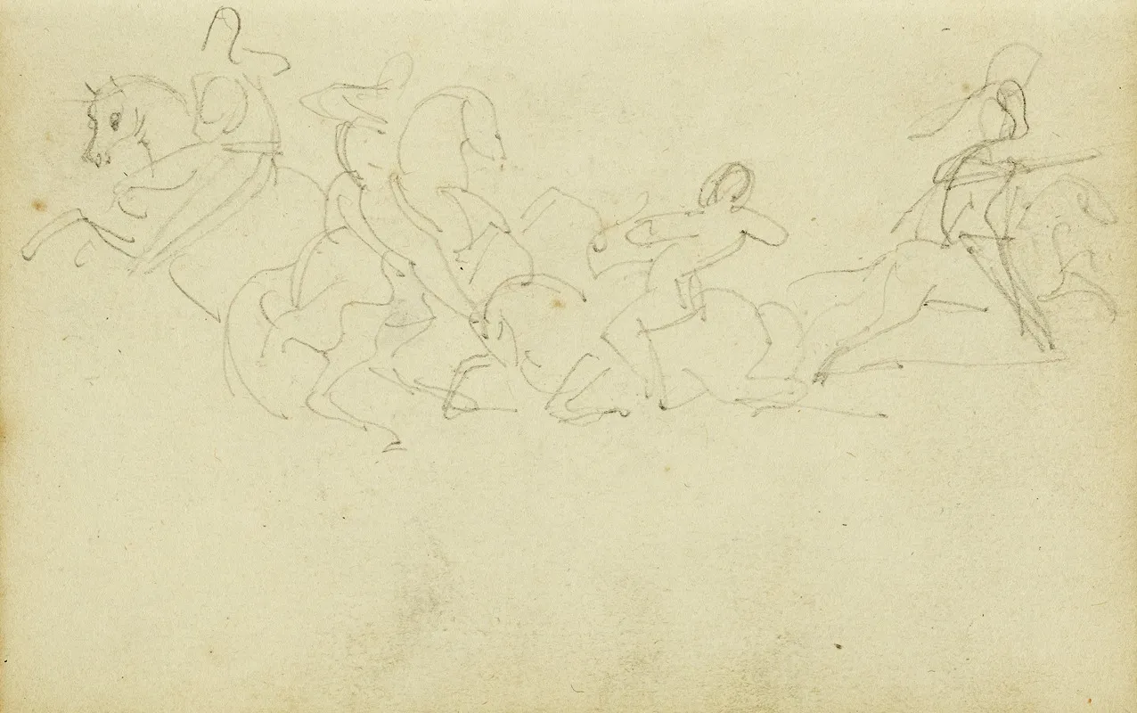 Cavalry Skirmish With Four Horsemen Wall Art by Théodore Géricault - High-Resolution Digital Print