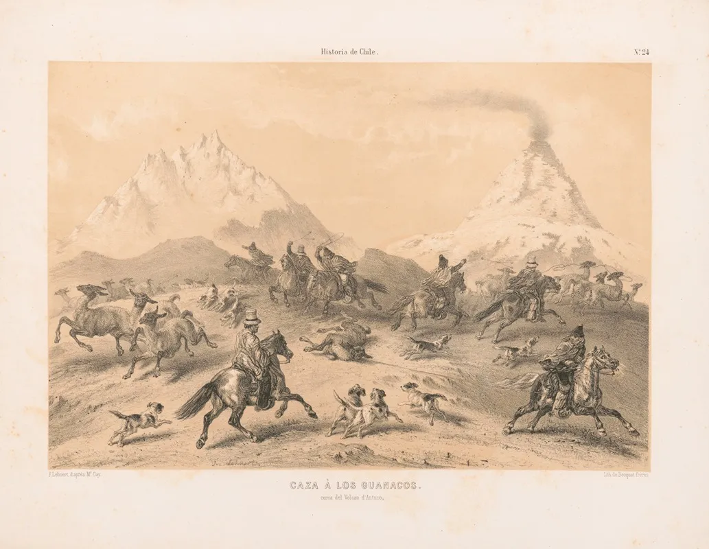 Caza A Los Guanacos Wall Art by Pierre Frédéric Lehnert - High-Resolution Digital Print