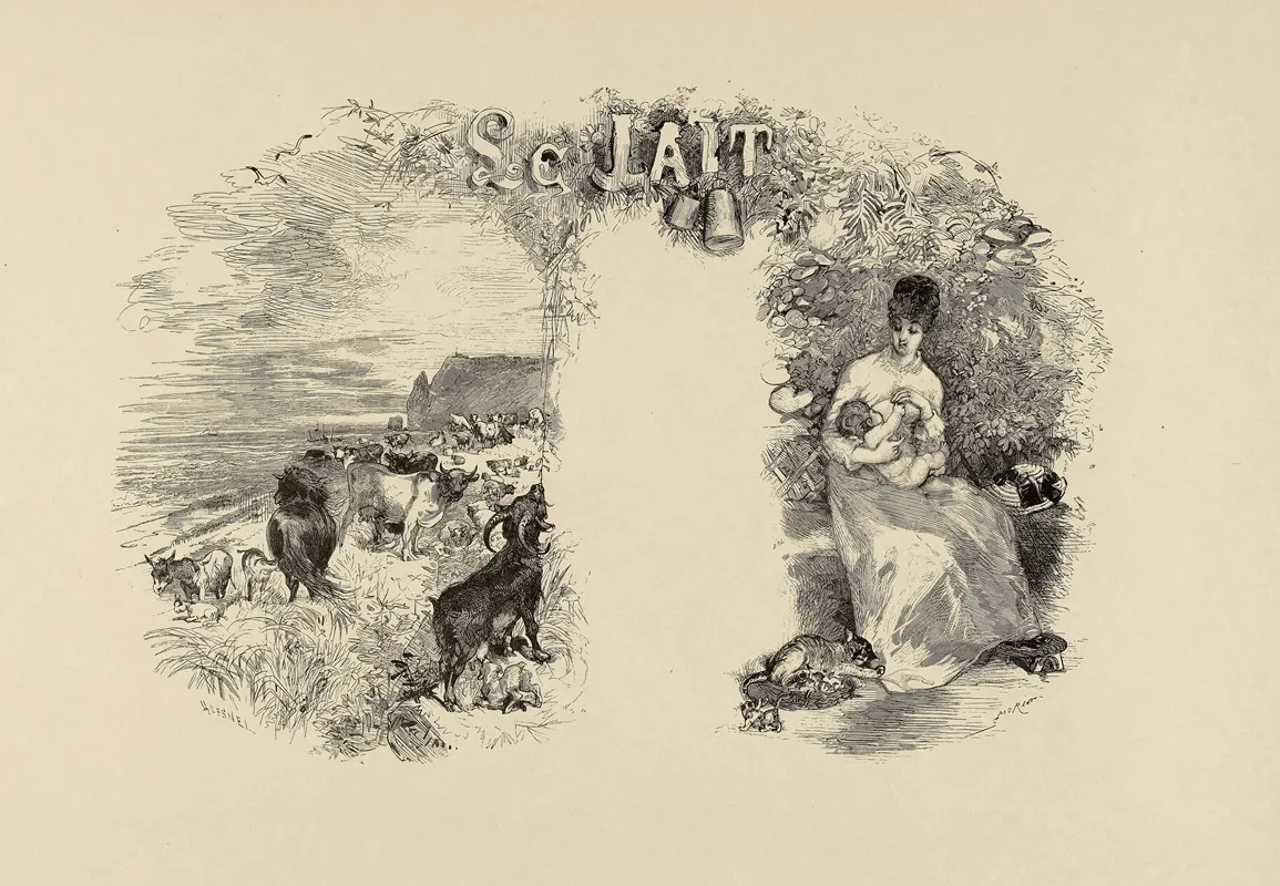 Ce Que Lon Boit Le Lait Wall Art by Edmond Morin - High-Resolution Digital Print