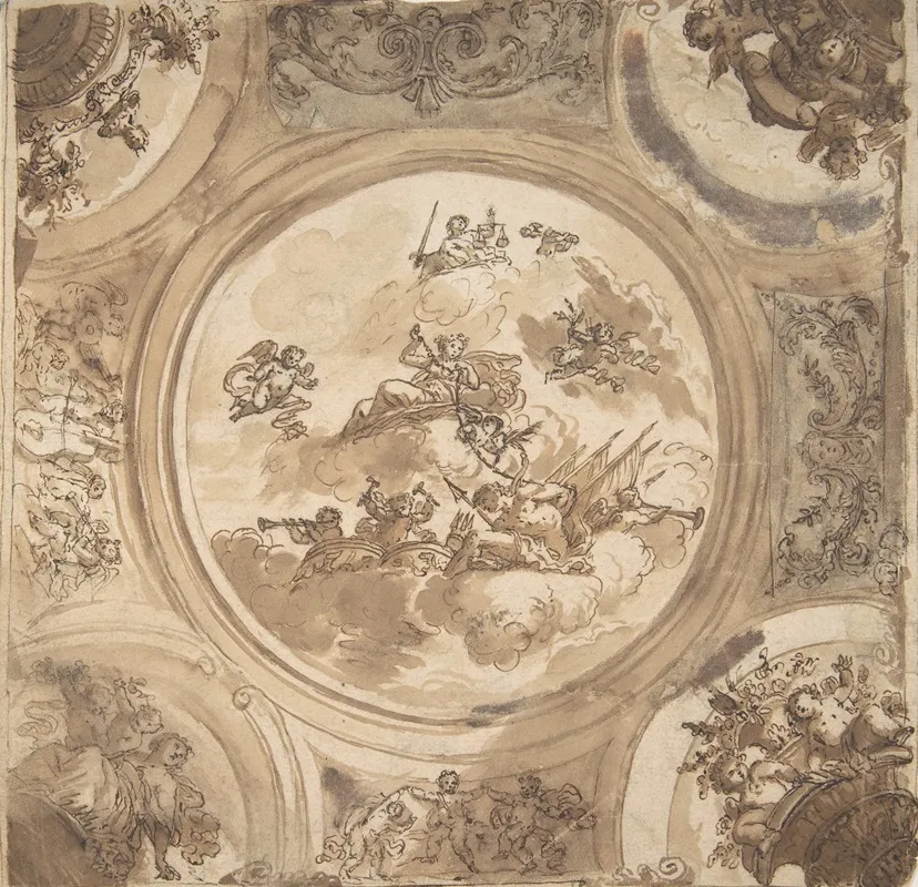 Ceiling Design With An Allegory Of Victory Wall Art by Daniel Marot the Elder - High-Resolution Digital Print