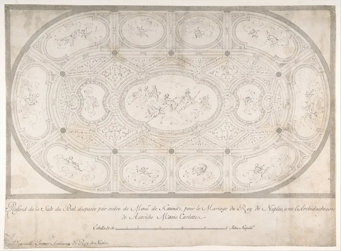 Ceiling Of Ballroom Decorated For The Marriage Of The King Of Naples To The Archduchess Of Austria