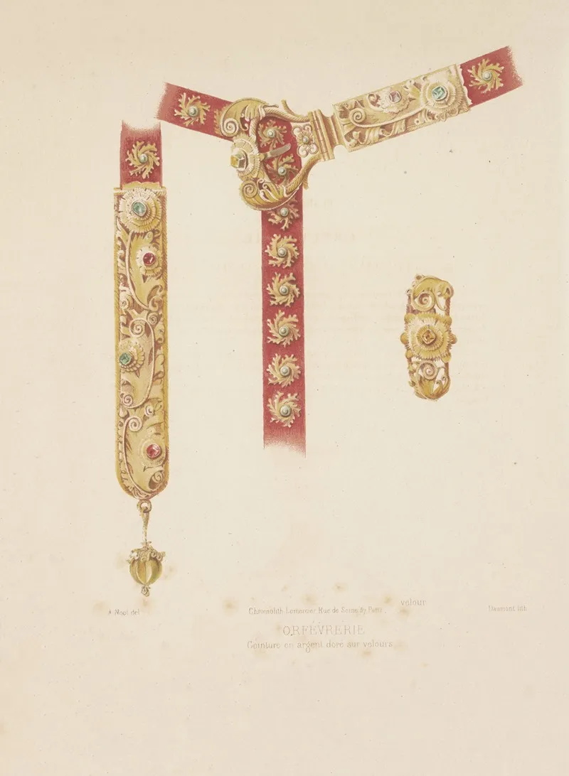 Ceinture En Argent Dore Sur Velours Wall Art by Joseph Rose Lemercier - High-Resolution Digital Print