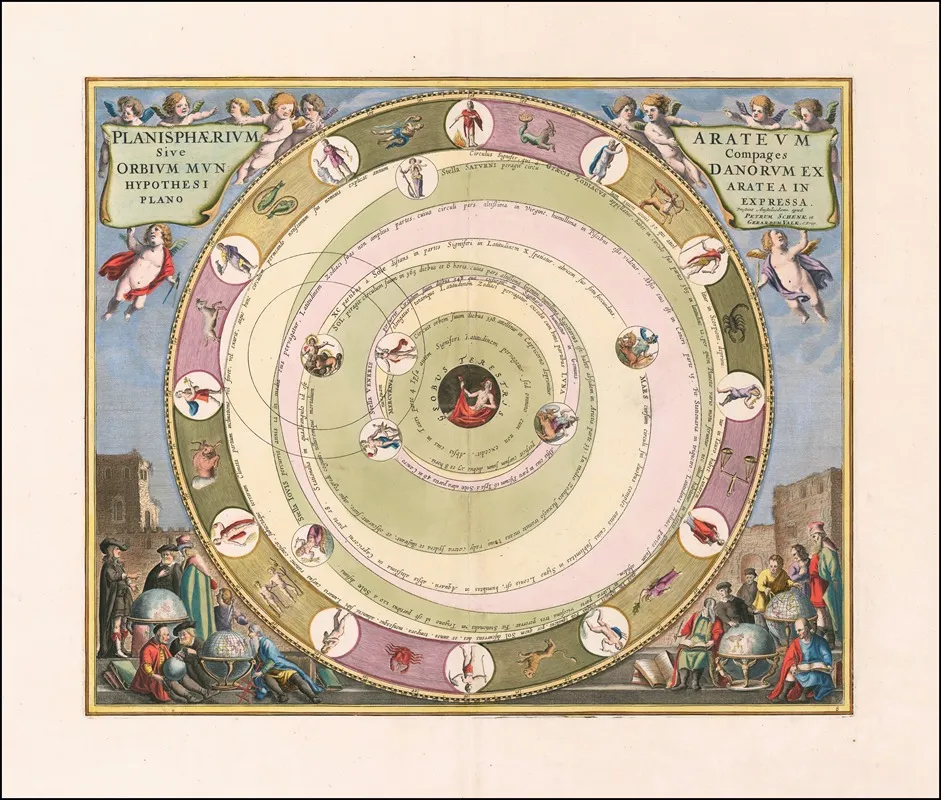 Celestial Chart Illustrating The Greek Astronomer Aratus Model Of The Universe Wall Art by Andreas Cellarius - High-Resolution Digital Print