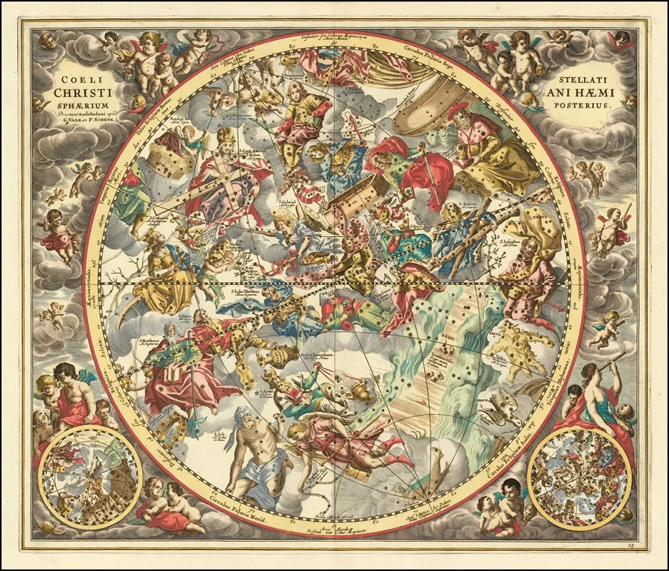 Celestial Chart Representing The Constellations According To Christian Symbolism Wall Art by Andreas Cellarius - High-Resolution Digital Print