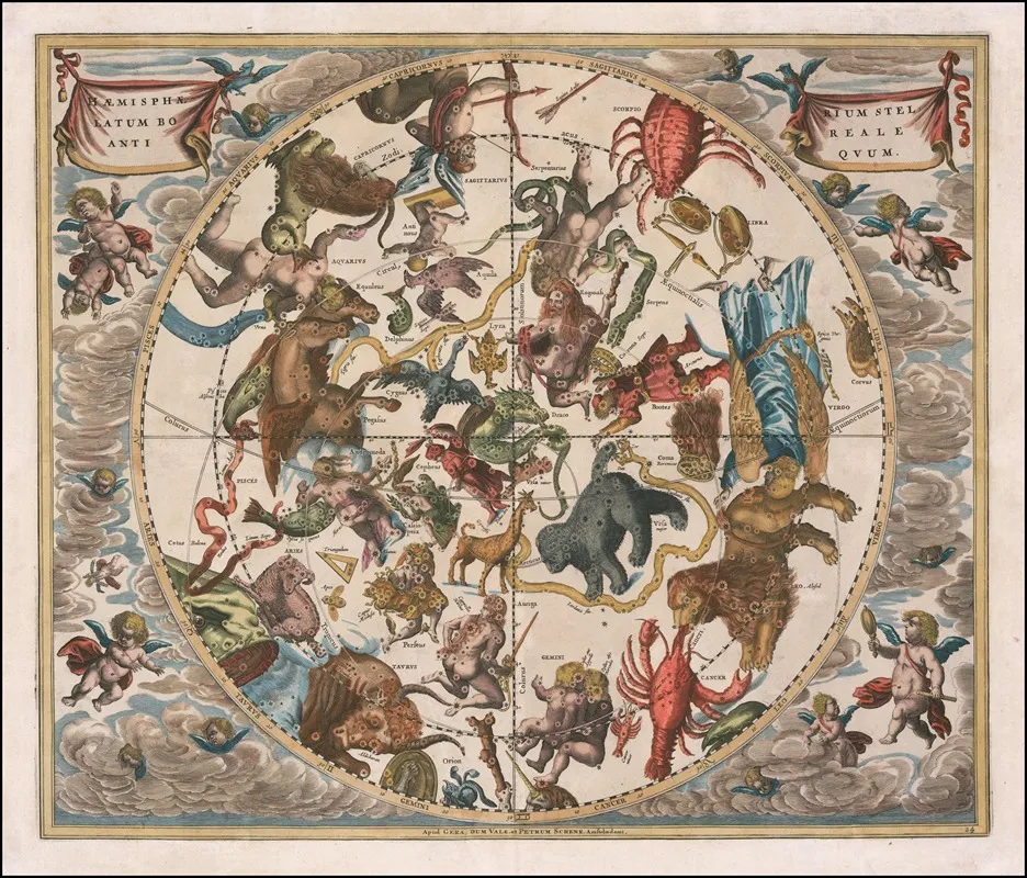 Celestial Map Haemisphaerium Stellatum Boreale Antiquum Wall Art by Andreas Cellarius - High-Resolution Digital Print