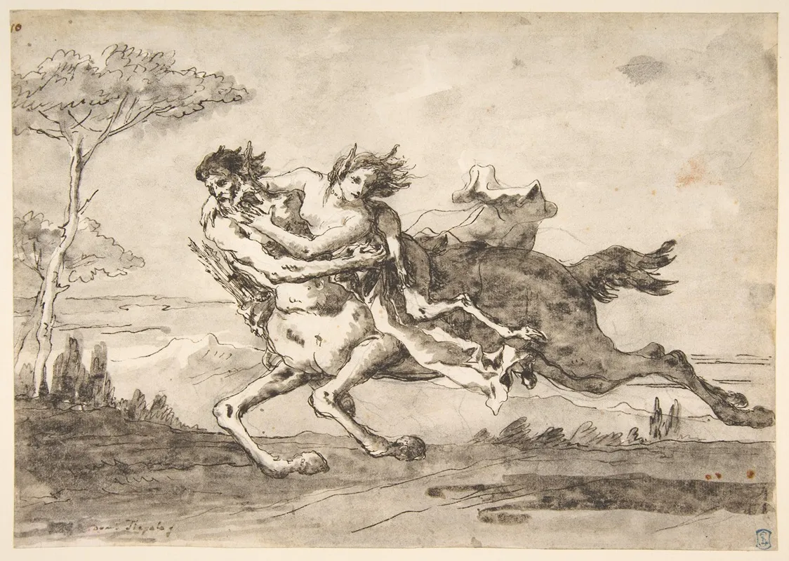 Centaur Abducting A Satyress Wall Art by Giovanni Domenico Tiepolo - High-Resolution Digital Print