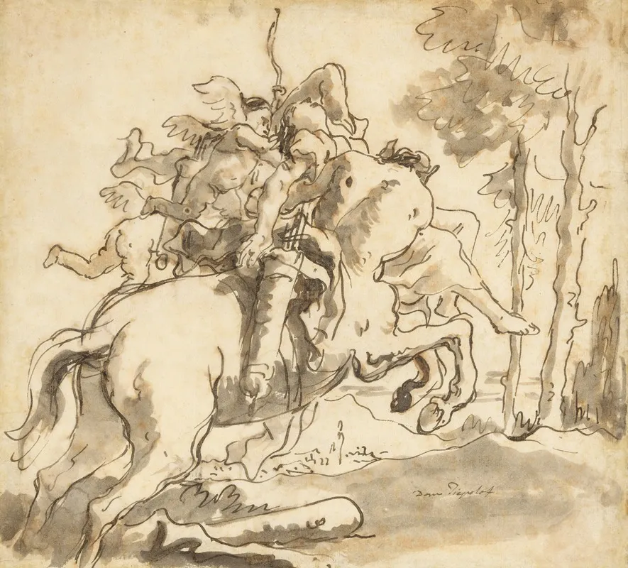 Centaur Carrying Off A Nymph Wall Art by Giovanni Domenico Tiepolo - High-Resolution Digital Print