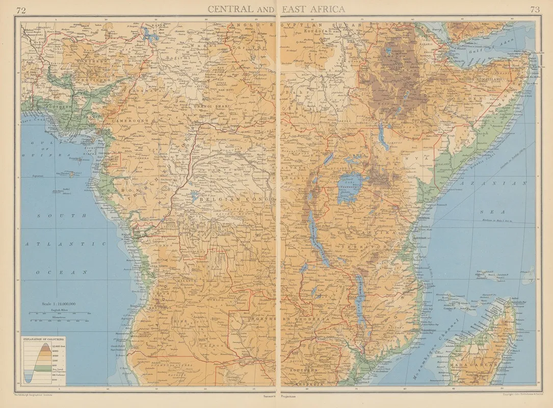 Central And East Africa Wall Art by John George Bartholomew - High-Resolution Digital Print