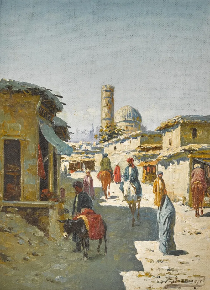 Central Asian Street Scene Wall Art by Richard Zommer - High-Resolution Digital Print